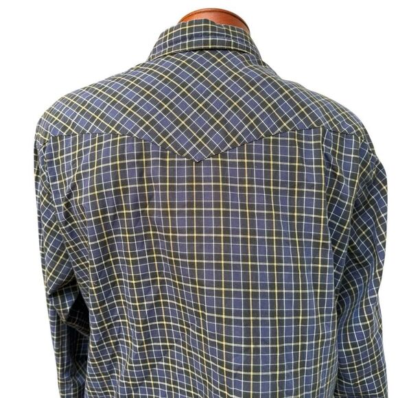 Wrangler Vintage Pearl Snap Western Plaid Long Sleeve Men's Shirt Size XL - Picture 7 of 12